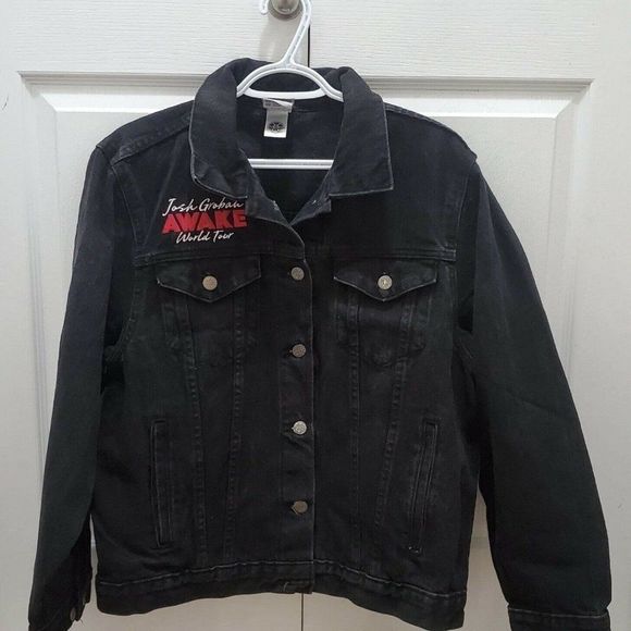 Josh Groban Awake Tour Black Denim Jean Jacket Button Front Womens Size L - Picture 1 of 8